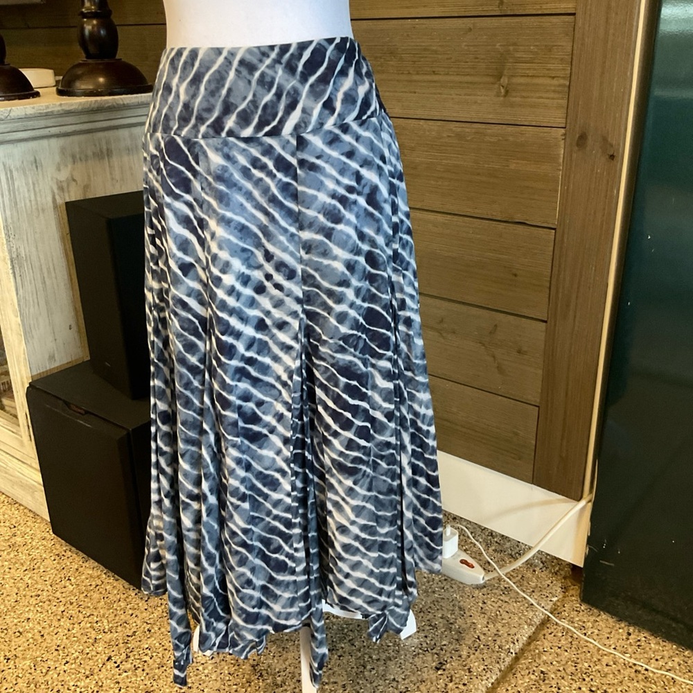 Chico's Navy Patterned A-Line Skirt